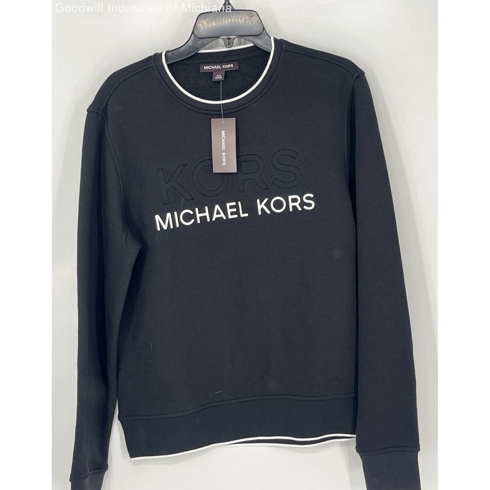 Michael Kors Men's Cotton Blend Crewneck Sweatshirt MK Logo Black NWT  SZ S